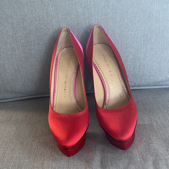 Pink and Red Charlotte Olympia Heels Size 36 - Picture 2 of 6